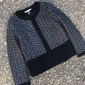 Lovely Nygard metallic weave black gray jacket 8